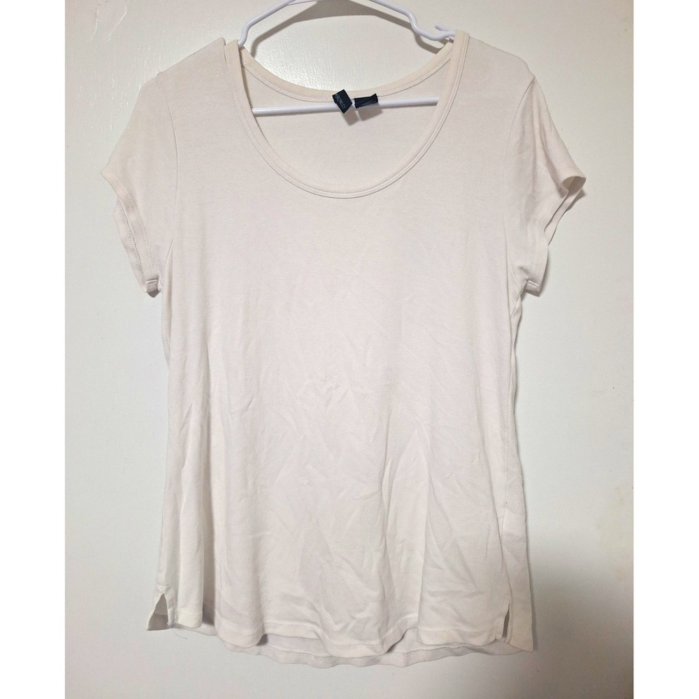 Cynthia Rowley Women's Pima Cotton Scoop Neck Short Sleeve T-Shirt White Size XL